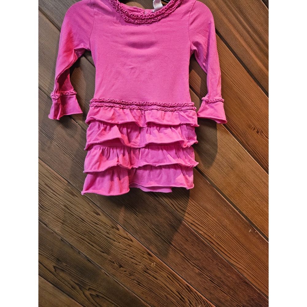 90s OshKosh Bgosh Girls Pink Ruffle Tiered Long Sleeve Knit Dress Toddler 2T